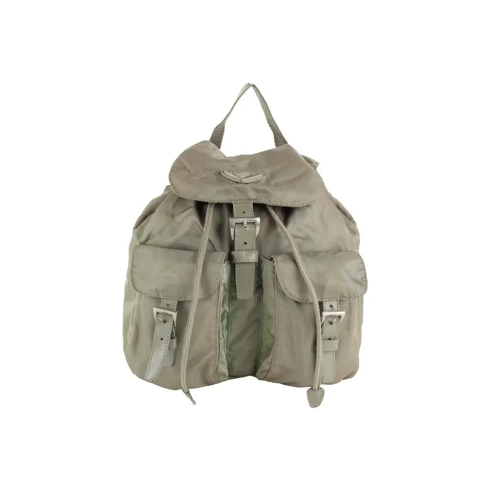 Prada Grey Tessuto Nylon Twin Pocket Backpack 1P826